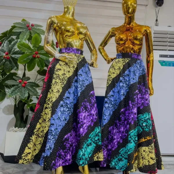 Ankara A-line Flare Skirt with Stone