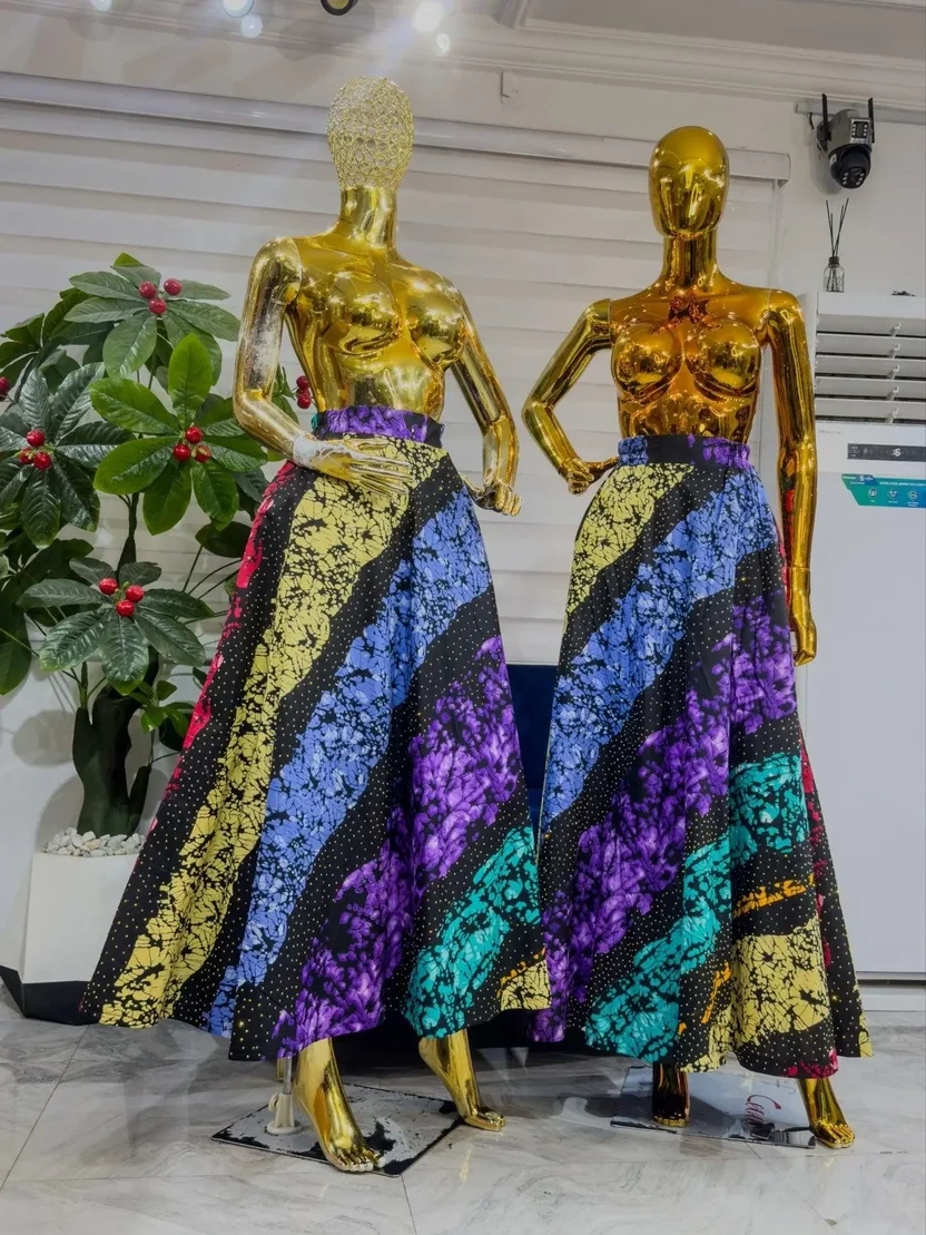 Ankara A-line Flare Skirt with Stone