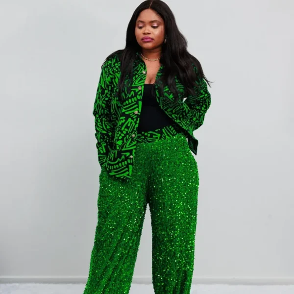 Ankara with Sequin Pants Two Piece Set