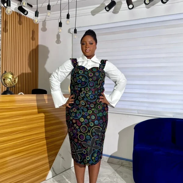 Ankara Strapless Gown Set (With White Shirt)