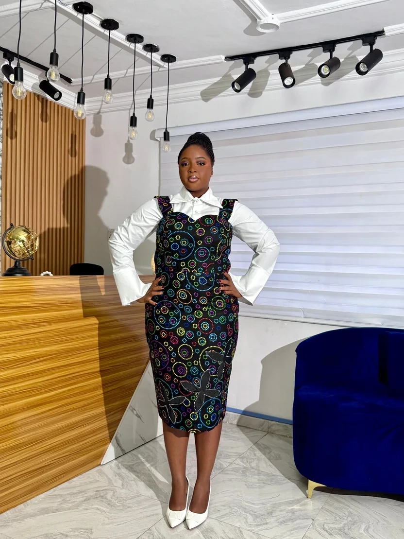 Ankara Strapless Gown Set (With White Shirt)