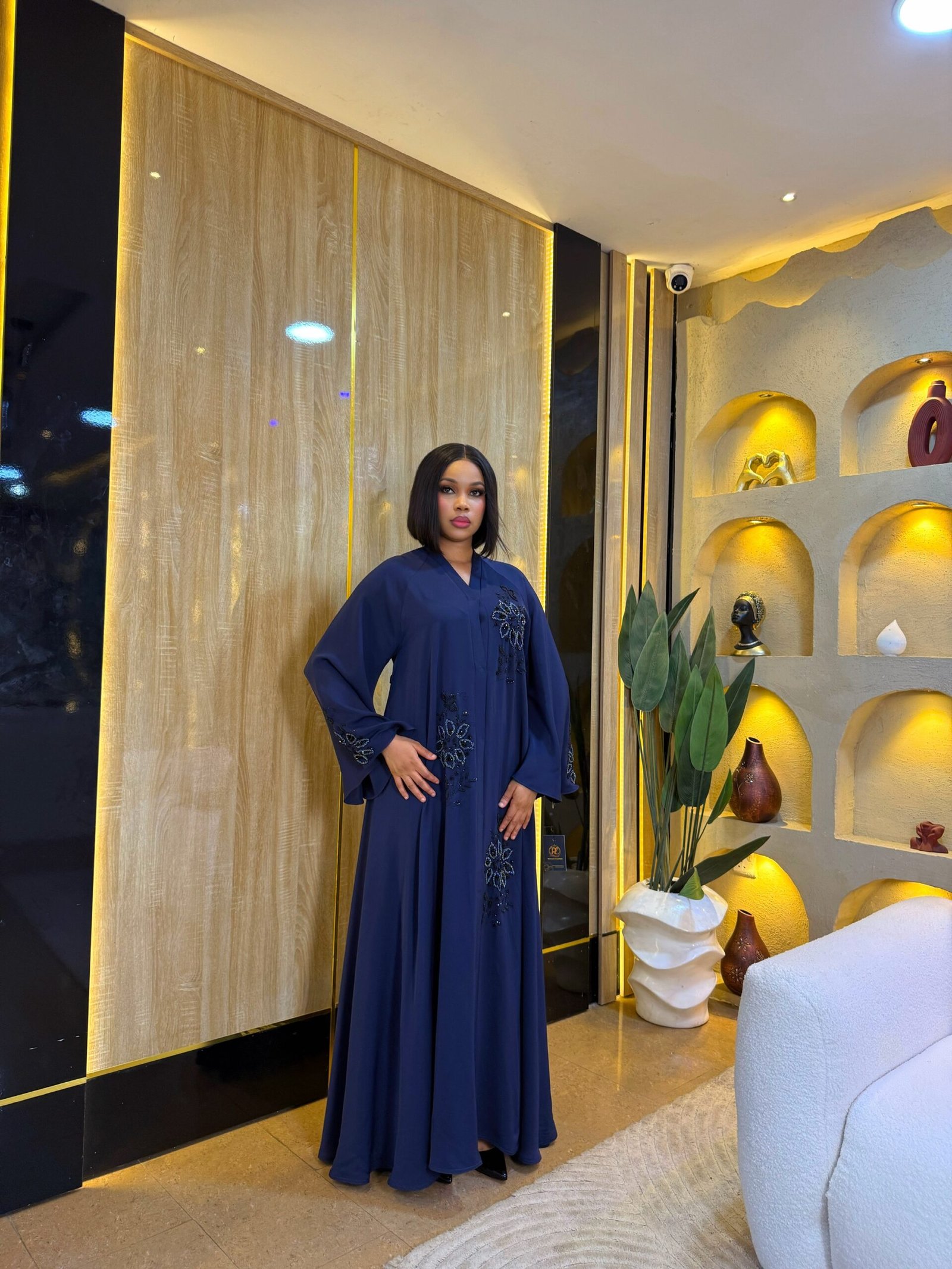 Sapphire Bloom Crystal Abaya